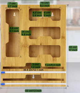 6 in 1 33x43cm bamboo food storage bag organizer 