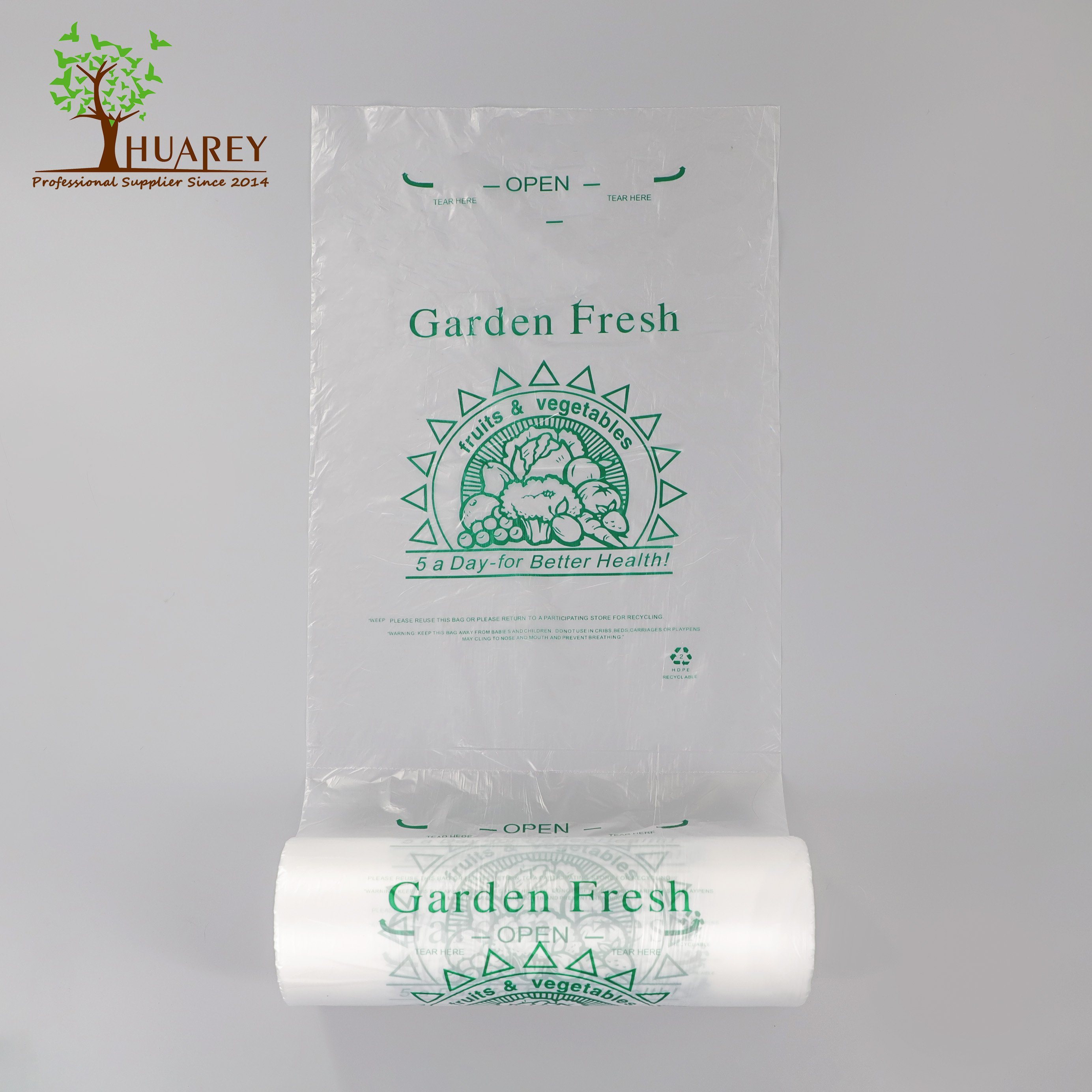 Plastic Supermarket Shopping Produce Roll Bag for Vegetables, Fruit, Food Storage